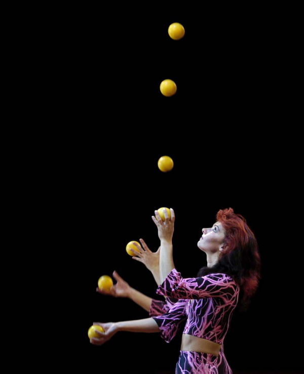 The Moscow State Circus, pictured both the Bugrova Sisters during there juggling act 